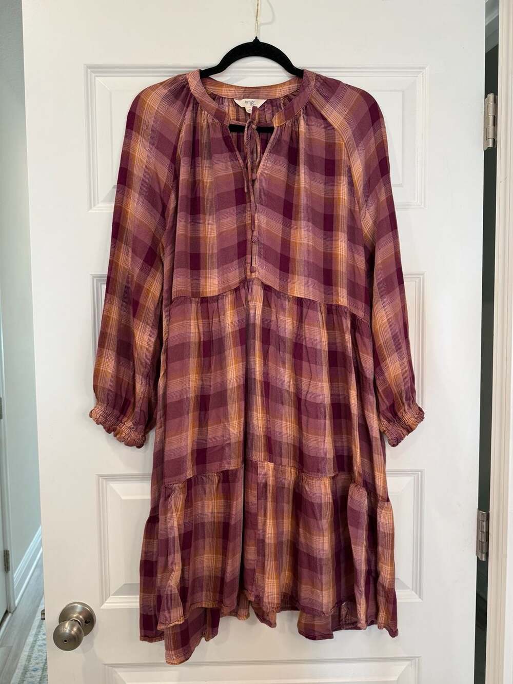 Terra & Sky Plaid Mini Peasant Dress Size 1X (16W-18W) Fall Cottagecore